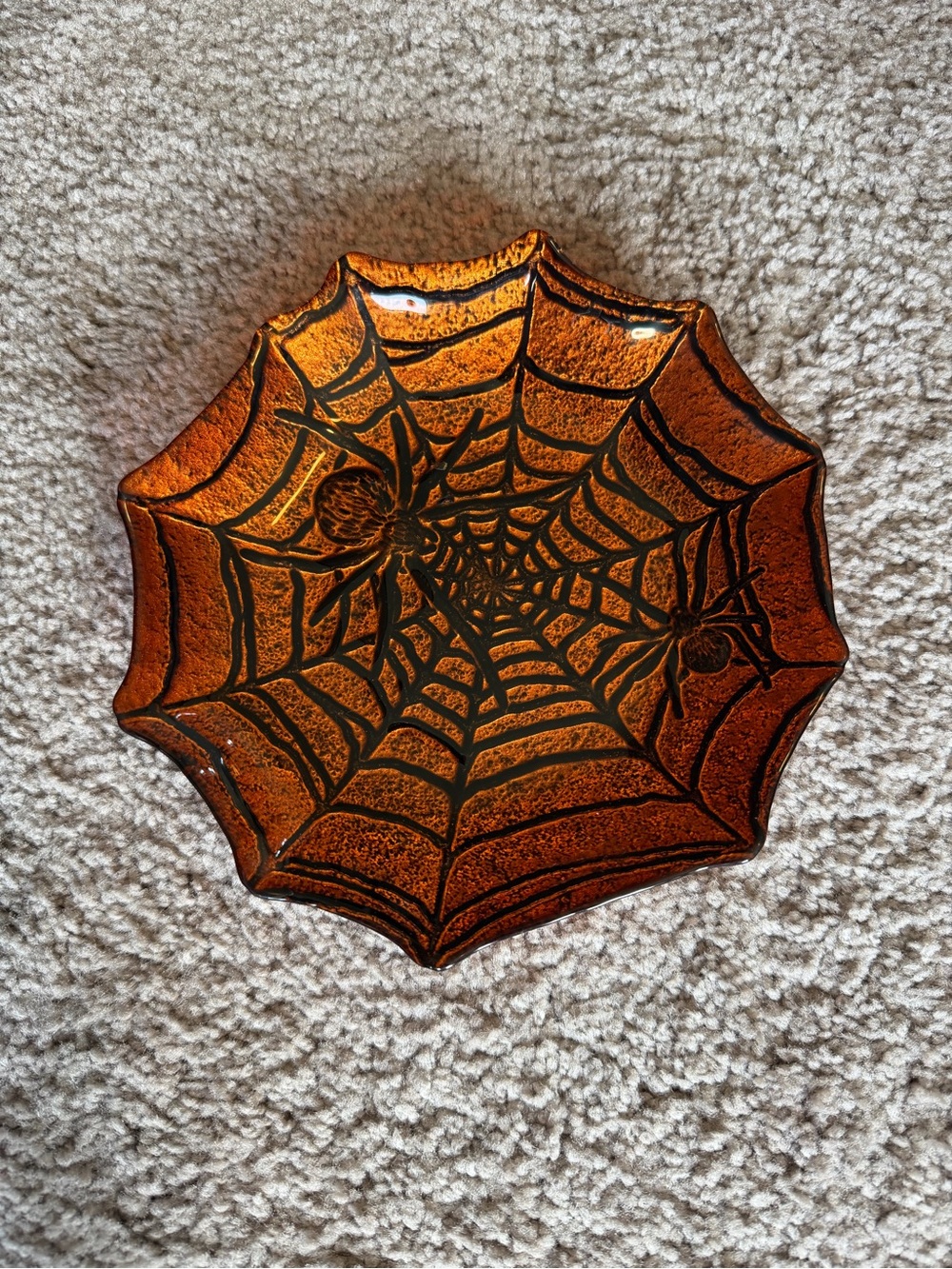 Halloween Orange Spider Dish